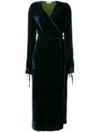 Attico Velvet Wrap Dress - Blue