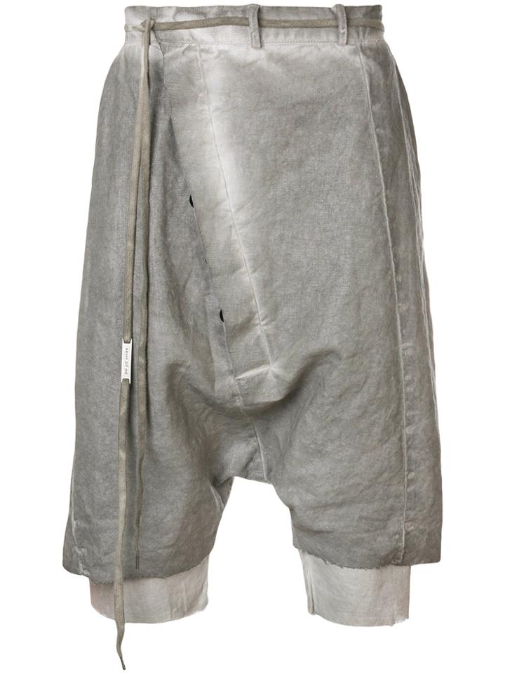 Army Of Me Drawstring Detail Distressed Shorts - Grey