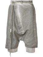 Army Of Me Drawstring Detail Distressed Shorts - Grey