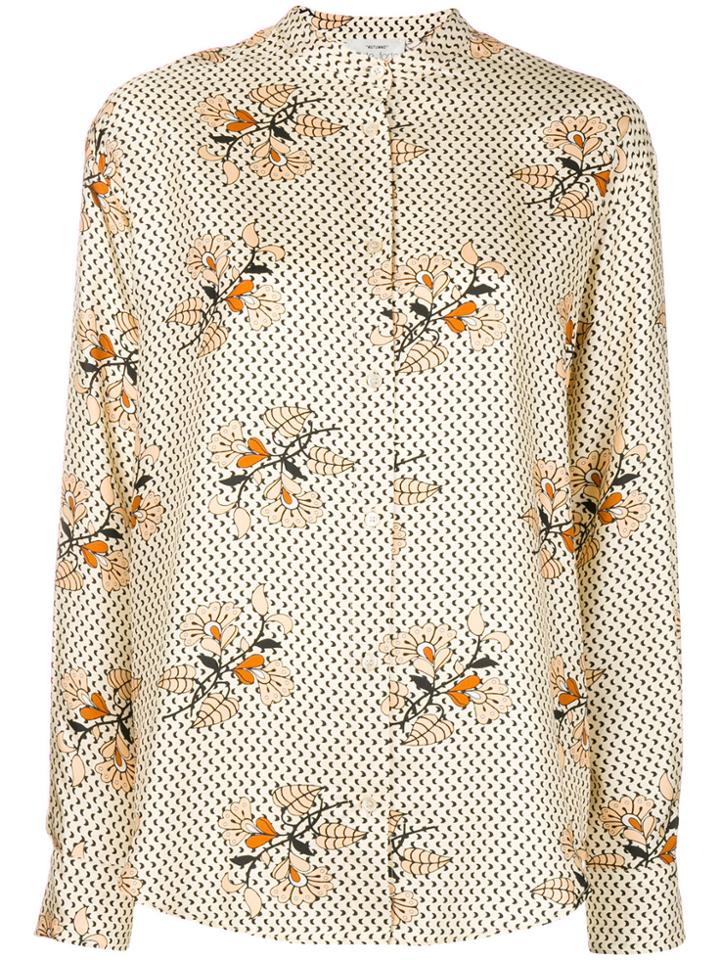 Forte Forte Floral Band Collar Shirt - Nude & Neutrals
