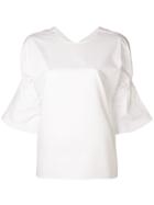Tibi Shirred Poplin Blouse - White