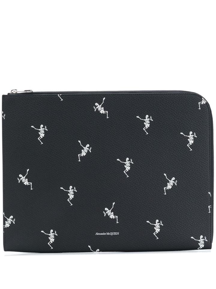 Alexander Mcqueen Skeleton Print Pouch - Black