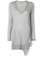 Twin-set - V-neck Ruffle Top - Women - Acrylic/polyamide/wool/metal - S, Grey, Acrylic/polyamide/wool/metal