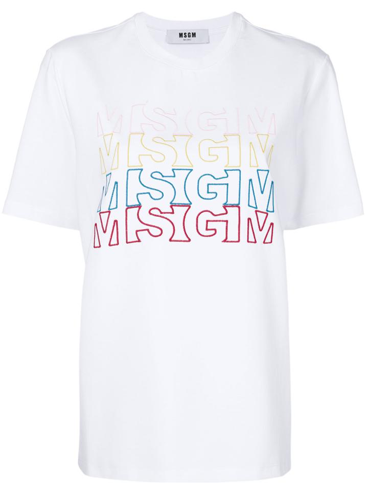 Msgm Embroidered Logo T-shirt - White
