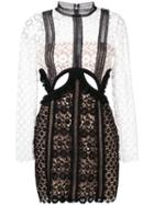 Self-portrait - Lace Cut-out Mini Dress - Women - Polyester - 6, Black, Polyester
