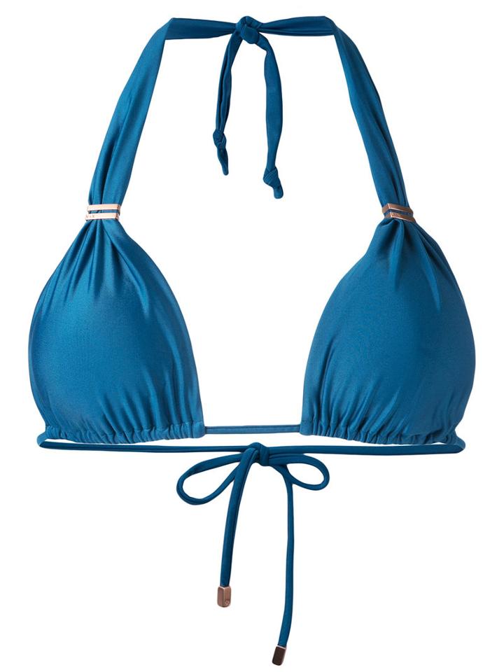 Vix Metallic Detail Bikini Set, Women's, Size: Medium, Blue, Polyamide/spandex/elastane