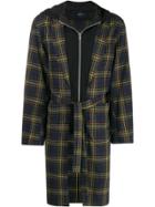 Johnundercover Checked Layered Hooded Coat - Green