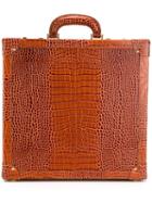 Family Affair Crocodile Effect Sunglasses Briefcase, Adult Unisex, Brown, Wood/calf Leather