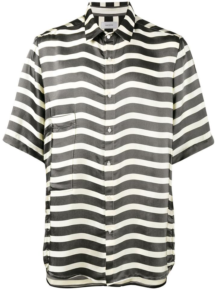 Ex Infinitas - Wave Stripe Shirt - Men - Viscose - S, Black, Viscose