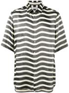 Ex Infinitas - Wave Stripe Shirt - Men - Viscose - S, Black, Viscose