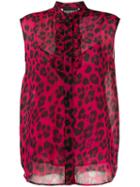 Boutique Moschino Sleeveless Leopard Print Top - Pink