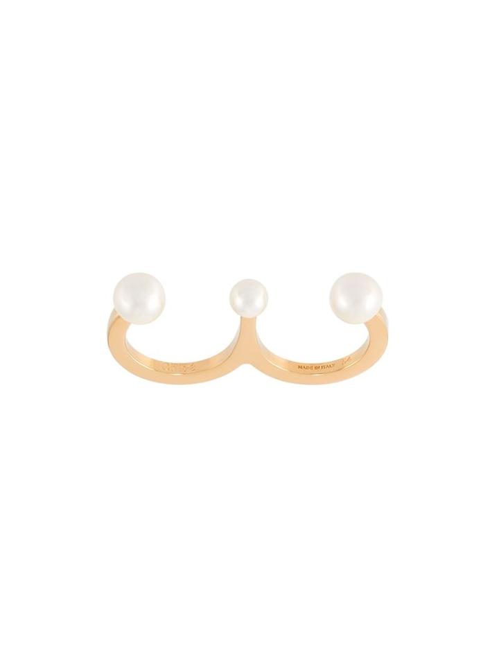 Chloé 'darcey' Double Ring With Pearl, Women's, Size: 54, Metallic
