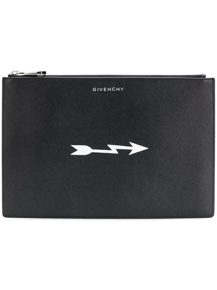 Givenchy Arrow Print Saffiano Pouch - Black