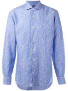 Barba Button-up Shirt, Men's, Size: 44, Blue, Linen/flax