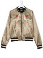 Diesel Kids Teen Embroidered Bomber Jacket - Green