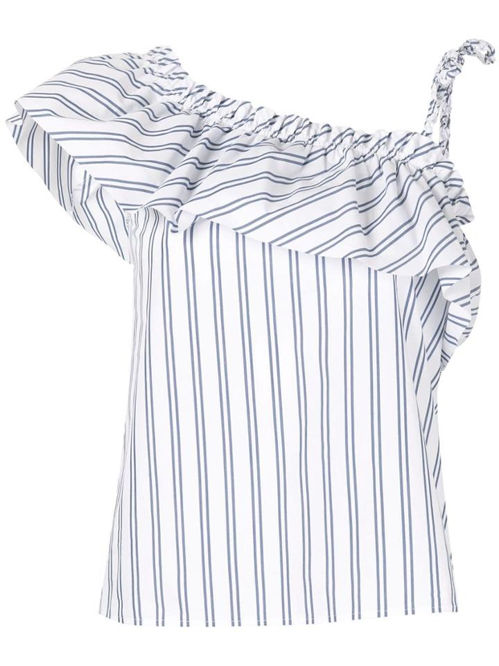 Red Valentino Striped Ruffle Top - White