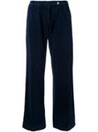 Massimo Alba Wide Leg Velvet Trousers, Women's, Size: 40, Blue, Cotton/spandex/elastane
