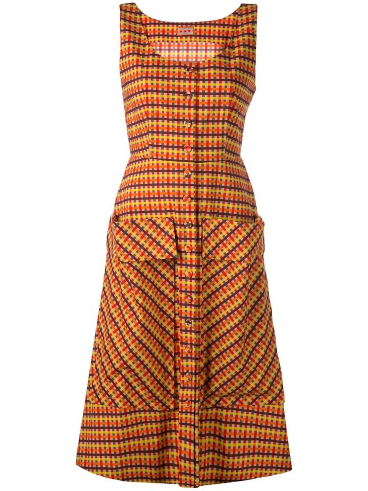 Lhd Check Print Dress - Brown