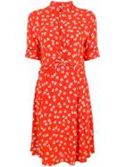 Ganni Floral Tea Dress - Red