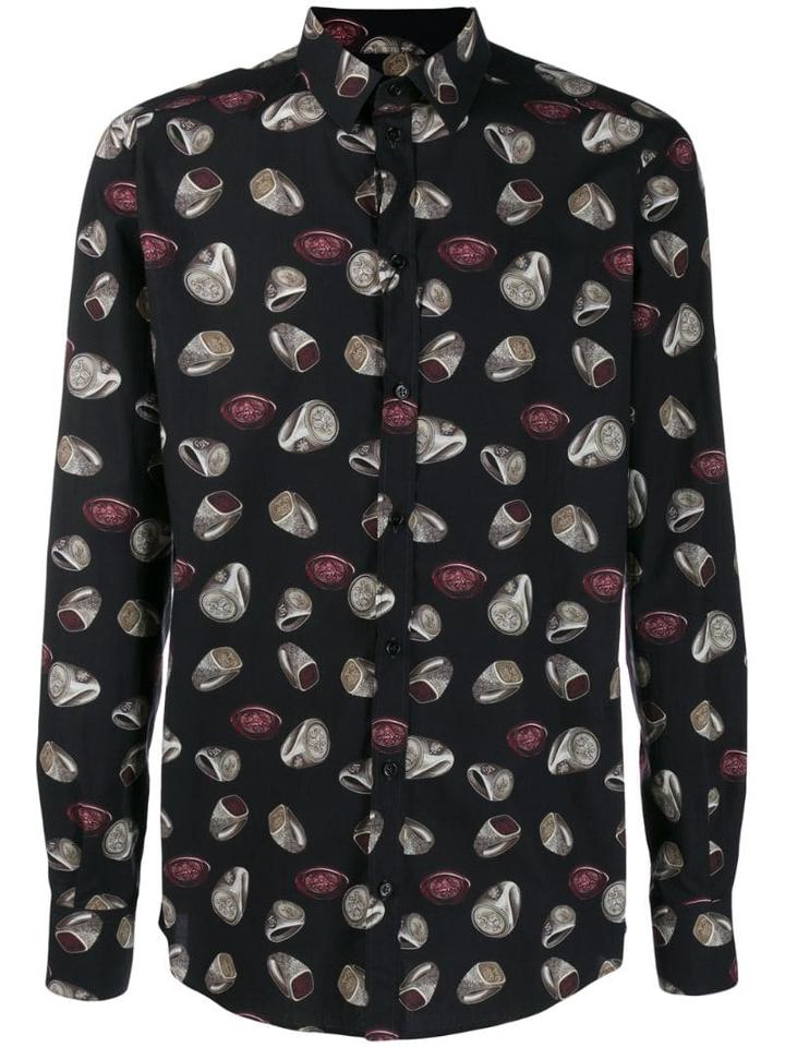 Dolce & Gabbana Signet Ring Print Shirt - Black