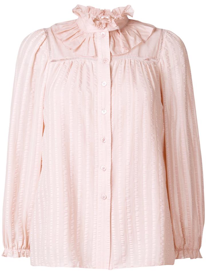 See By Chloé Ruffle Neck Shirt - Pink & Purple