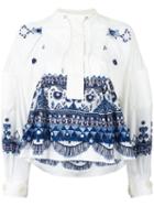 Sacai Tribal Lace Printed Blouse, Women's, Size: 1, White, Polyester