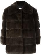 Yves Salomon Fur Jacket, Women's, Size: 38, Brown, Silk/rabbit Fur/polyester