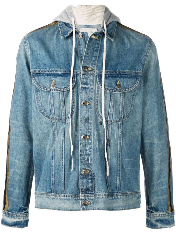 Greg Lauren Hooded Denim Jacket - Blue