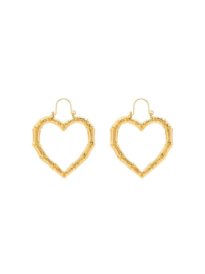 Rixo Misty Bamboo Heart Earrings - Gold