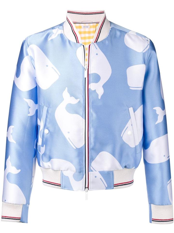 Thom Browne Whale Icon Ribbed Blouson - Blue