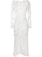 Alessandra Rich Ruffled Lace Dress, Women's, Size: 42, Nude/neutrals, Cotton/polyamide/viscose