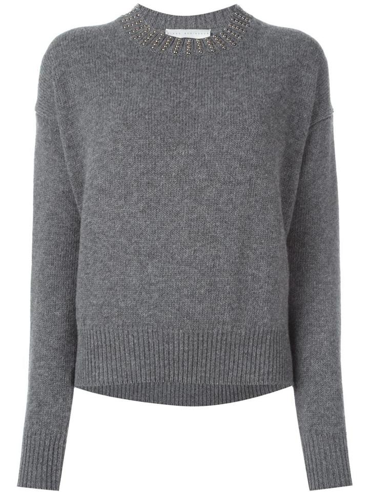 Giada Benincasa Studded Crew Neck Jumper, Women's, Size: Xs, Grey, Wool