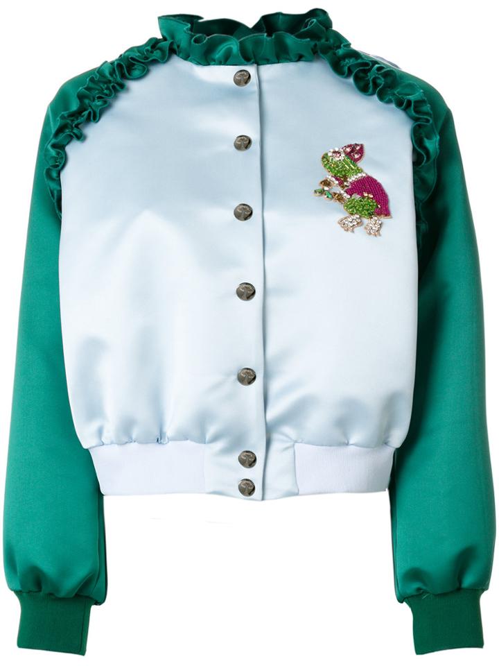 Vivetta Embellished Ruffle Bomber - Blue