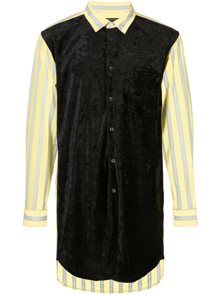 Comme Des Garçons Homme Plus Striped Velvet-front Shirt - Yellow