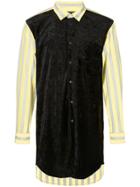 Comme Des Garçons Homme Plus Striped Velvet-front Shirt - Yellow