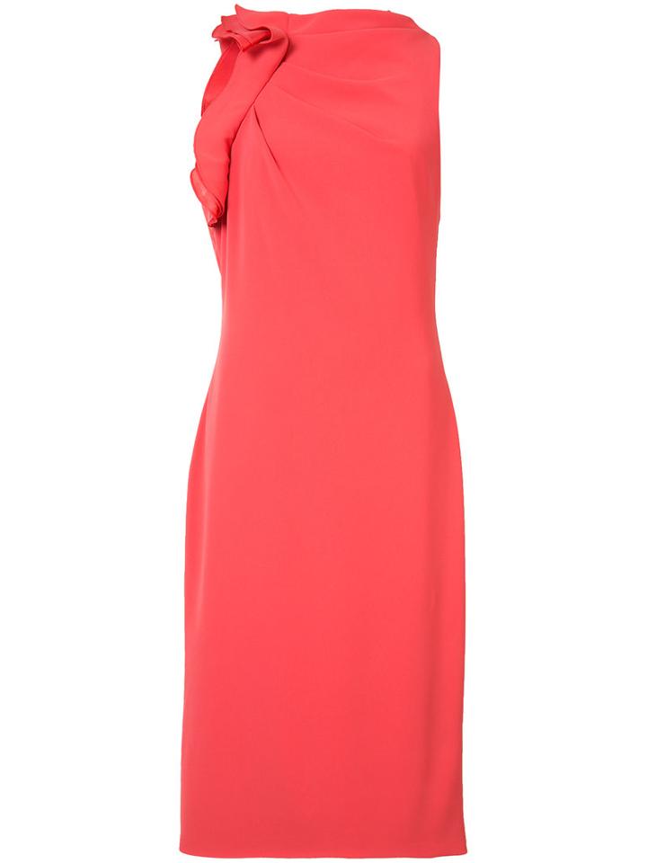 Badgley Mischka Draped Detail Fitted Dress, Women's, Size: 6, Red, Polyester/spandex/elastane/silk
