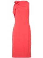 Badgley Mischka Draped Detail Fitted Dress, Women's, Size: 6, Red, Polyester/spandex/elastane/silk