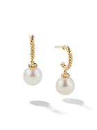 David Yurman 18kt Yellow Gold Solari Drop Pearl And Diamond Hoop
