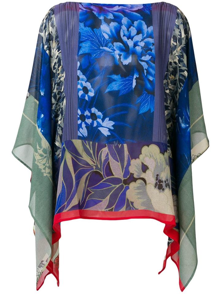 Etro Panelled Floral Print Blouse - Blue