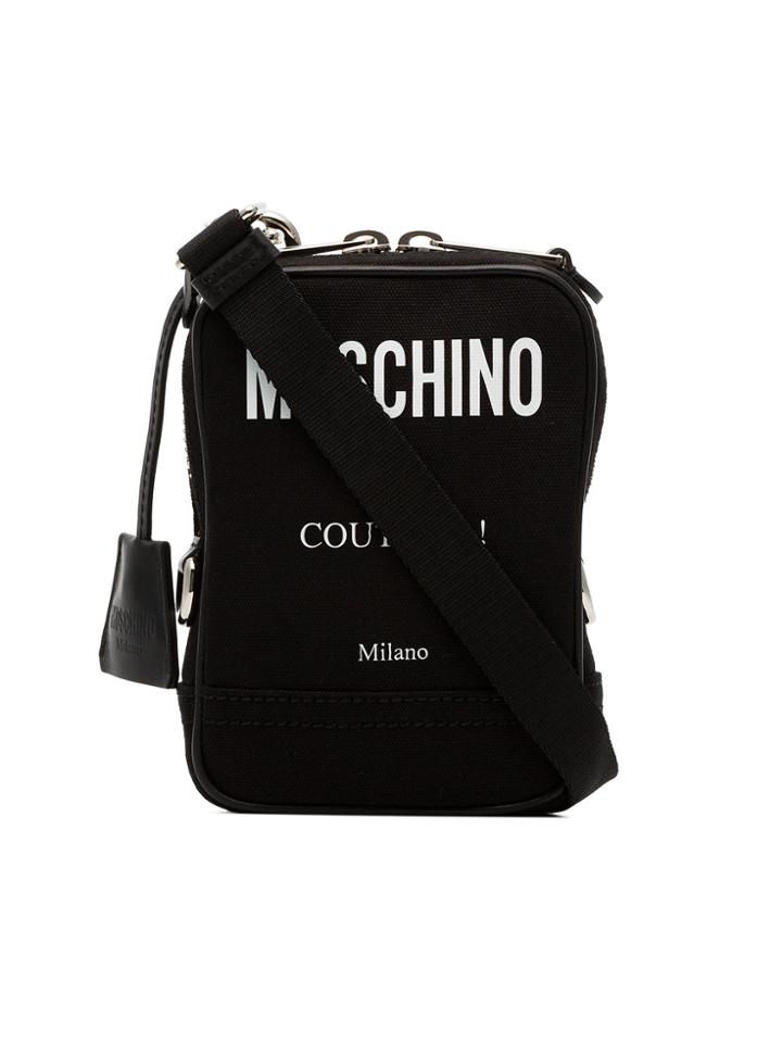 Moschino Printed Logo Crossbody Bag - Black