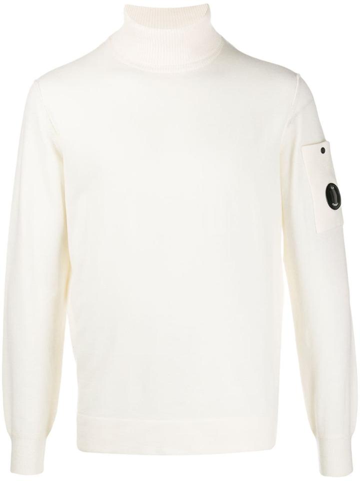 Cp Company Signature Lens Turtleneck Jumper - White