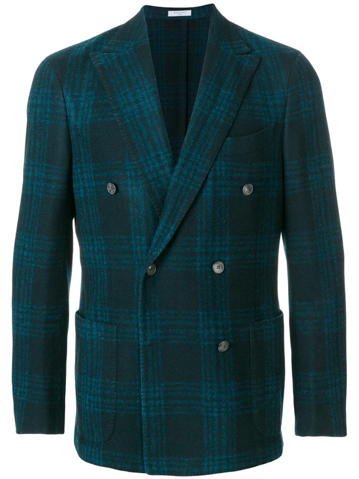 Boglioli Tartan Double Breasted Blazer - Blue