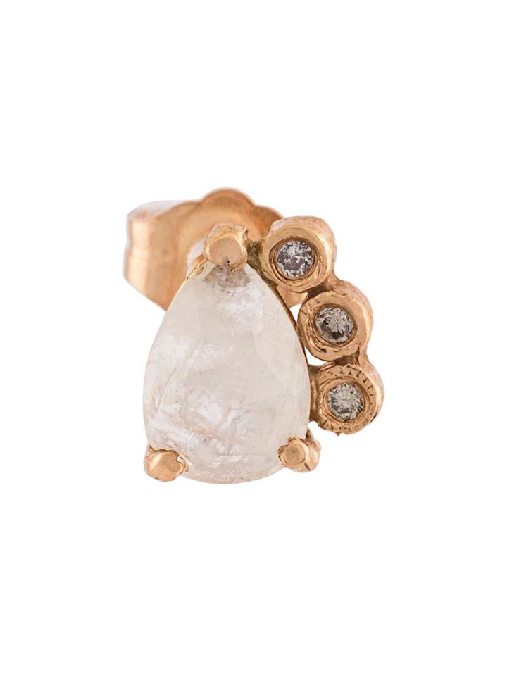 Jacquie Aiche '3 Diamond Teardrop Moonstone' Stud, Women's, Metallic