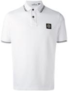 Stone Island Logo Patch Polo Shirt, Men's, Size: Medium, White, Cotton/spandex/elastane