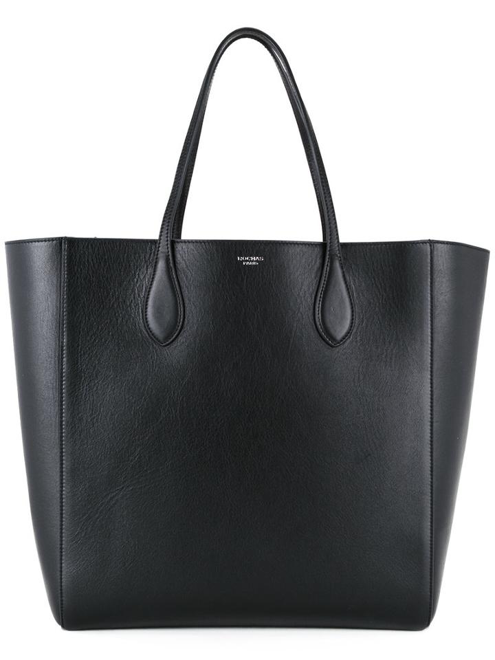 Rochas Logo Stamp Tote, Women's, Black, Calf Leather