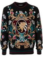Dolce & Gabbana Embroidered Crew-neck Sweatshirt - Black