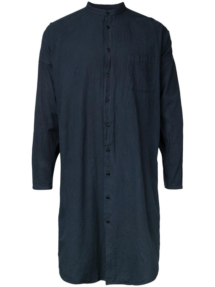 Gold - Band Collar Long Shirt - Men - Cotton - L, Blue, Cotton