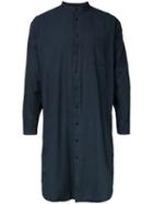 Gold - Band Collar Long Shirt - Men - Cotton - L, Blue, Cotton