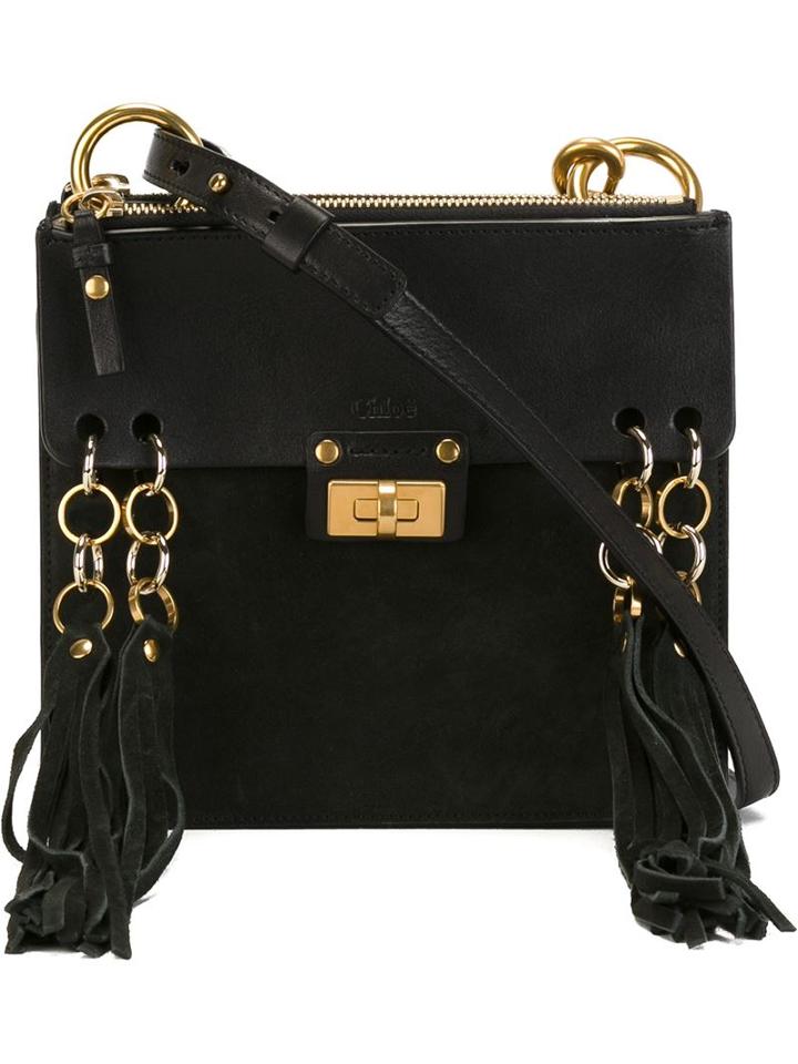 Chloé Jane Shoulder Bag, Women's, Black, Calf Leather/calf Suede