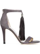 Jimmy Choo Viola Sandals, Women's, Size: 37, Grey, Goat Skin/leather/glass/metal Other